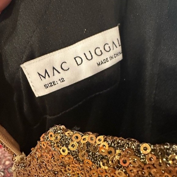 NWT MacDuggal Embellished Metallic High Slit Gown NEW in Gold Sequins - Picture 10 of 13